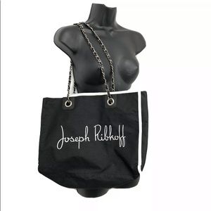 Joseph Ribkoff Black Canvas Chain Strap Tote Bag